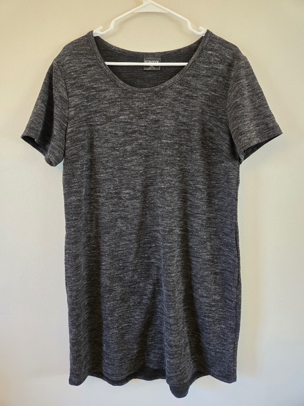32 Degrees Cool Heathered Charcoal Short Sleeve T-Shirt Dress with Pockets